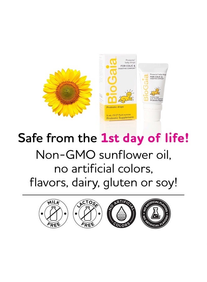 BioGaia قطرات بروبيوتيك بروتيكتيس للأطفال والرضع والأطفال لعلاج القيء والإمساك وراحة الجهاز الهضمي، 5 مل، 0.17 أونصة، عبوتان - Image 3