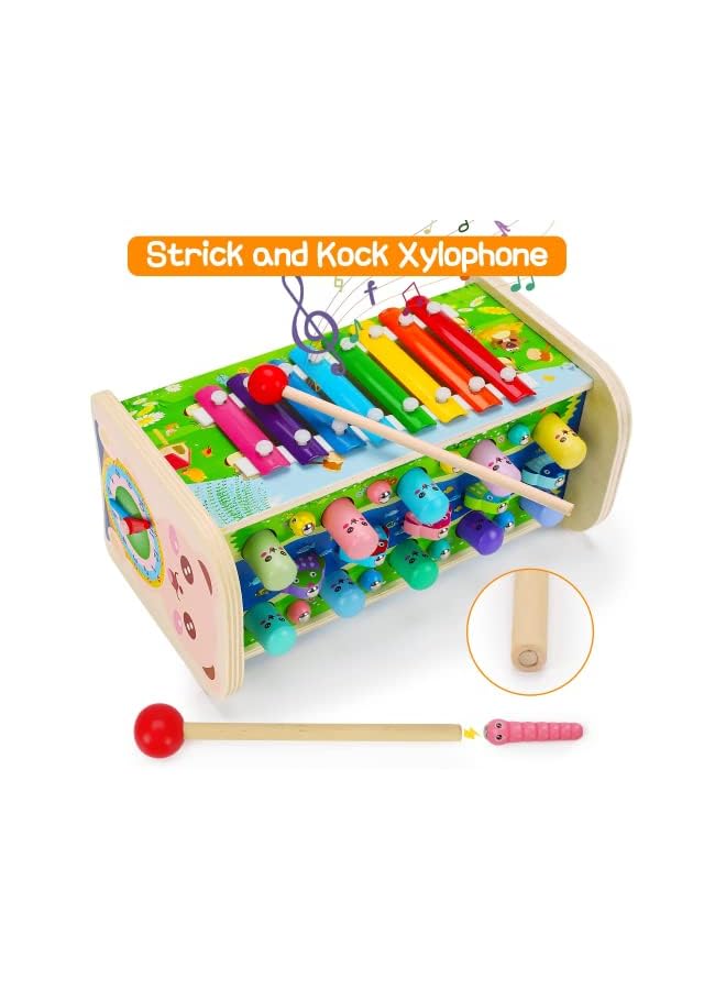 PROMASS Wooden Hammering Pounding Toys for 1 2 3 4 Year Old Boys and Girls, Wooden Montessori Toys for Babies, Whack a Mole Game with Xylophone and Fishing Game Toddler Activities Gift - Image 4
