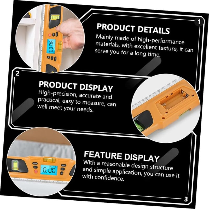 إطار صورة بإضاءة خلفية صفراء مع مسطرة مستوى ومقياس قياس مضاد للسقوط مع تنبيه صوتي - Image 5