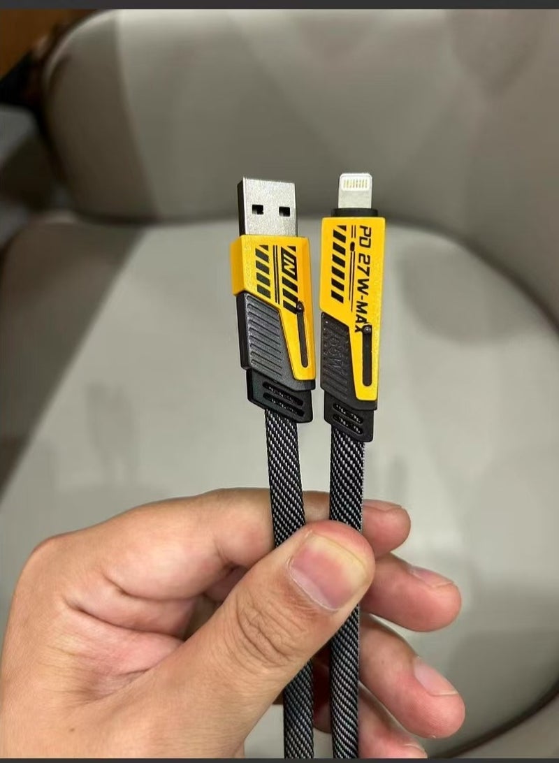 Black fast charging data cable: 65w fast charging 2-in-2 hybrid vehicle data cable  - Image 5