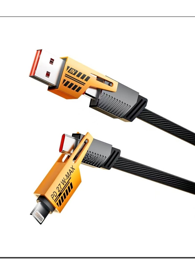 Black fast charging data cable: 65w fast charging 2-in-2 hybrid vehicle data cable  - Image 4