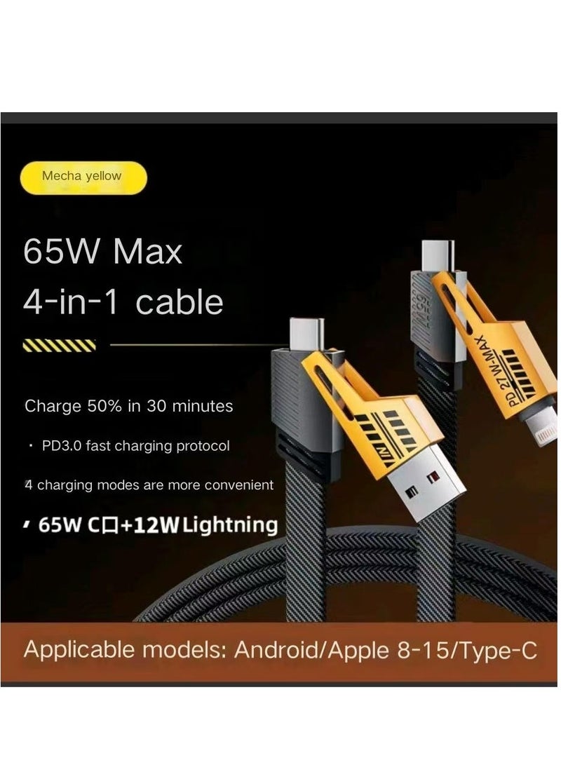 Black fast charging data cable: 65w fast charging 2-in-2 hybrid vehicle data cable  - Image 1