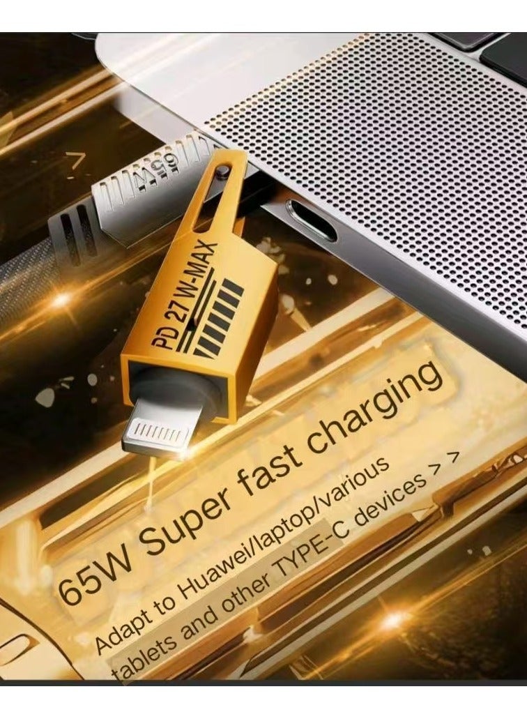 Black fast charging data cable: 65w fast charging 2-in-2 hybrid vehicle data cable  - Image 2