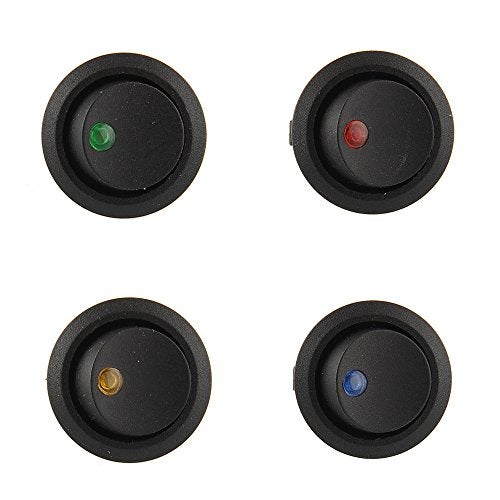 yueton 12pcs Car Truck Rocker Round Toggle LED Switch On-Off Control, Blue, Green, Yellow, Red - Image 3