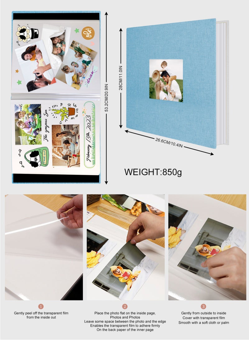 HomarKet Photo Album Self Adhesive Pages Scrapbook Magnetic Photo Albums for 4x6 5x7 8x10 Pictures Sticky Pages Books for Baby Family Wedding 11x10.4 Beige 40 Pages  - Image 2