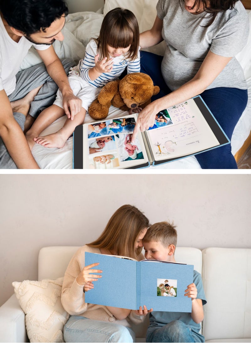 HomarKet Photo Album Self Adhesive Pages Scrapbook Magnetic Photo Albums for 4x6 5x7 8x10 Pictures Sticky Pages Books for Baby Family Wedding 11x10.4 Beige 40 Pages  - Image 4