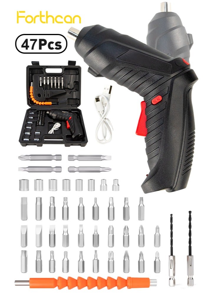 Forthcan 47 in 1 Electric Screwdriver Cordless Rechargeable Set 3.6V Li-ion Electric Rotatable Drill Screwdriver for Multi-Angle Work - Image 1
