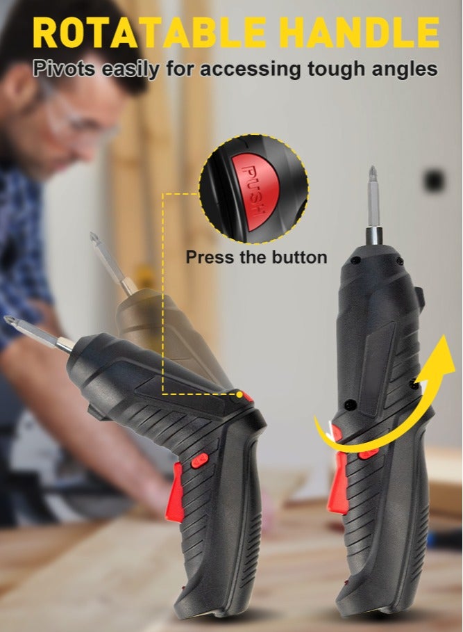 Forthcan 47 in 1 Electric Screwdriver Cordless Rechargeable Set 3.6V Li-ion Electric Rotatable Drill Screwdriver for Multi-Angle Work - Image 2