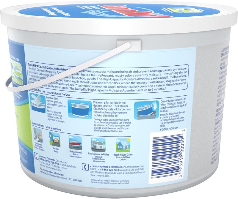 DampRid Hi-Capacity Moisture Absorber Bucket, 4 lb - Fragrance Free, Lasts Up to 6 Months - Image 4