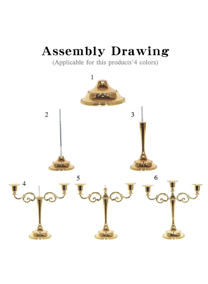 MarlaMall 3-Arm Metal Candelabra, 10.2 Inch Tall Candle Stand,Classical&Elegant Gold Candlestick Holders,Metal Pillar Candle Stick for Wedding,Party or Home Decoration  - Image 3