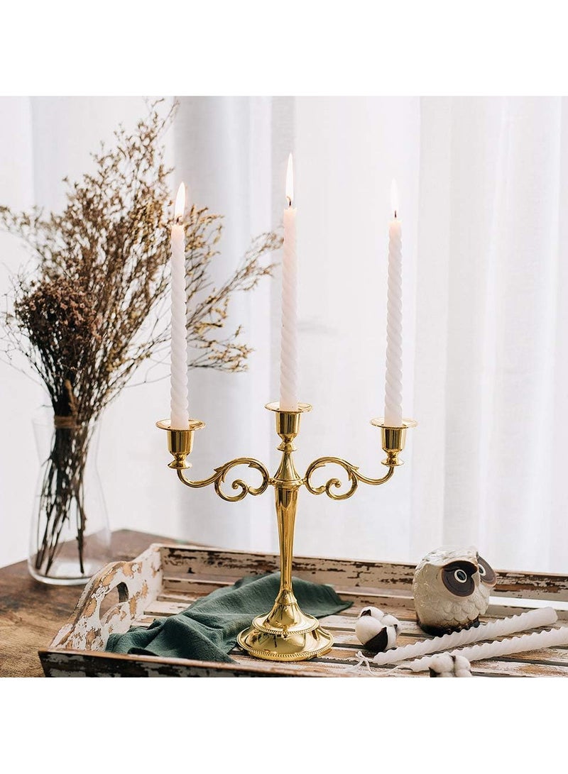 MarlaMall 3-Arm Metal Candelabra, 10.2 Inch Tall Candle Stand,Classical&Elegant Gold Candlestick Holders,Metal Pillar Candle Stick for Wedding,Party or Home Decoration  - Image 5