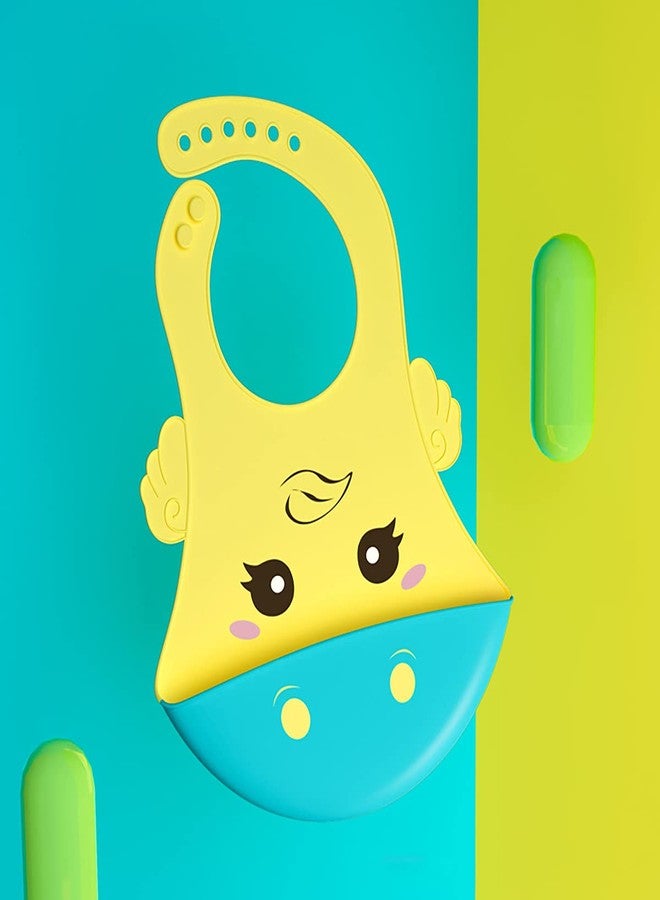 GUCHIGU Waterproof Silicone Baby Bib for Feeding Babies and Toddlers, Unisex Set of 2 Silicon Baby Feeding Bibs for Infants and Toddlers 4M to 4Yr Cute Printing with Rice Pocket (Yellow, Set of 1) - Image 5