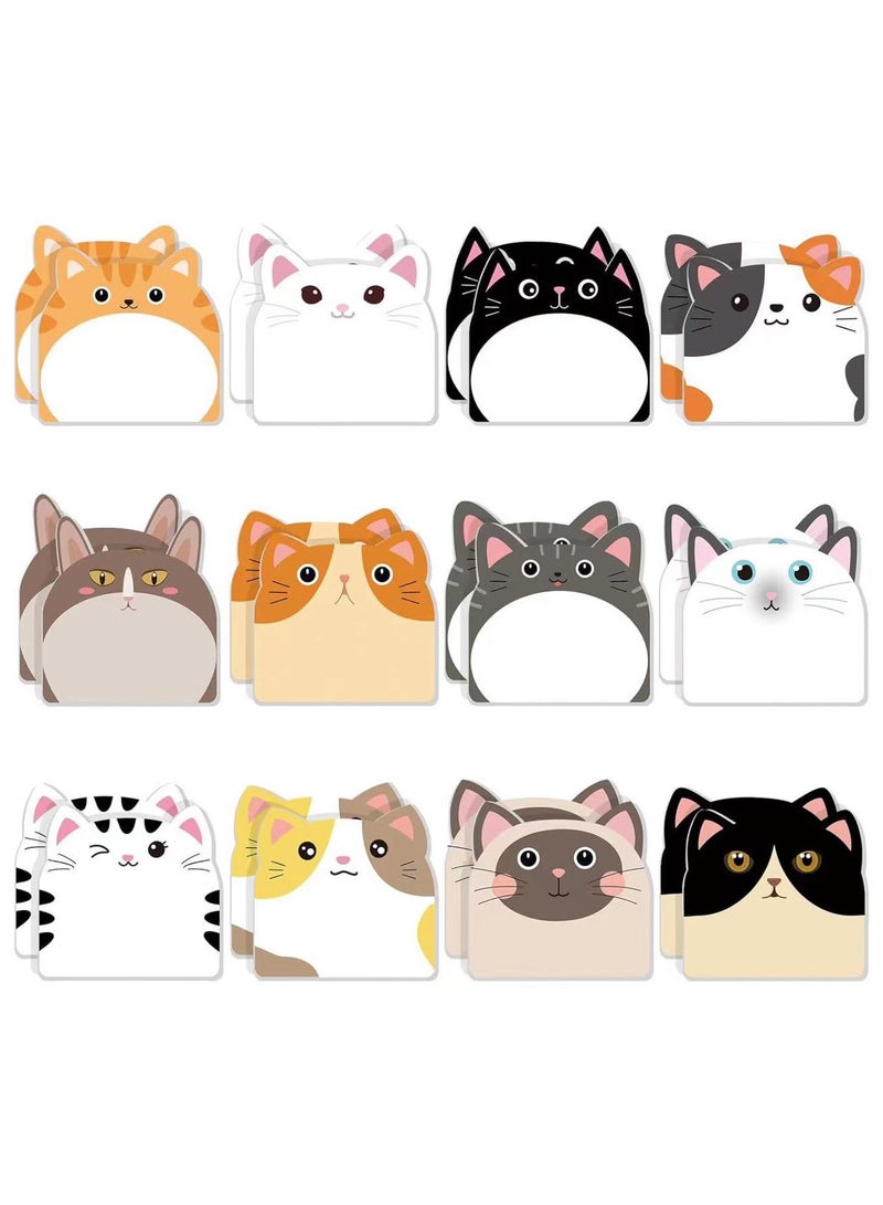 Generic 12 Pack 360 Sheets Lovely Cat Sticky Note,Lovely Animal Cartoon Sticky Bookmarks Page Flags Index Tabs Easy to Post for Cat Lovers Office School Creative Gifts，Office, Notebook  - Image 1