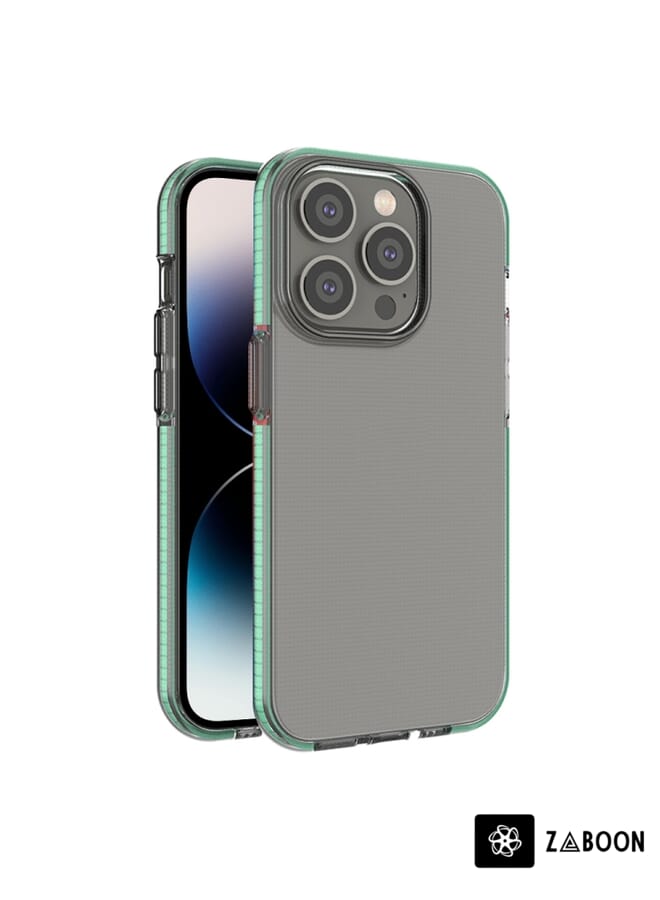 Zaboon غطاء حماية لجهاز آيفون 14 برو ماكس شفاف ثنائي اللون TPU - Image 1