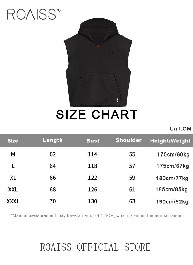 roaiss - Sleeveless Running Jacket Gym Hooded Shirt Men's Sport Bodybuilding Workout Clothing Jackets Exercise Training Fitness Hoodies - Image 1