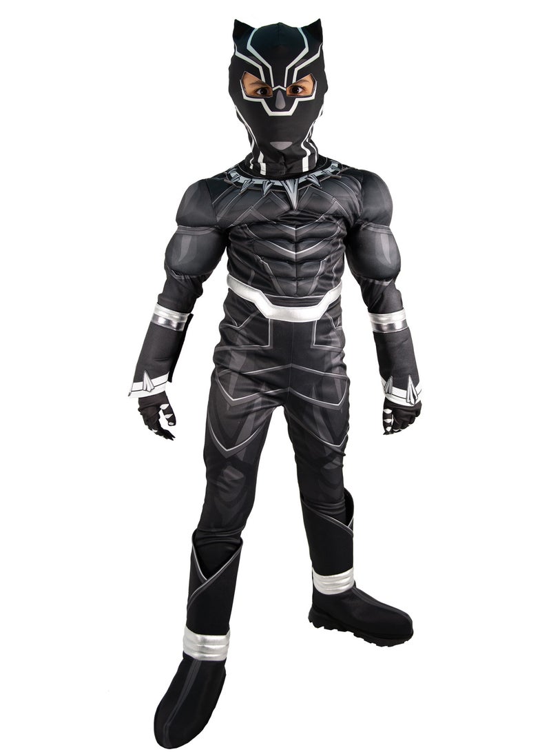Party Centre Marvel Black Panther Deluxe Costume, Boy Superhero Child Costume, Cosplay Dress Up - Image 1
