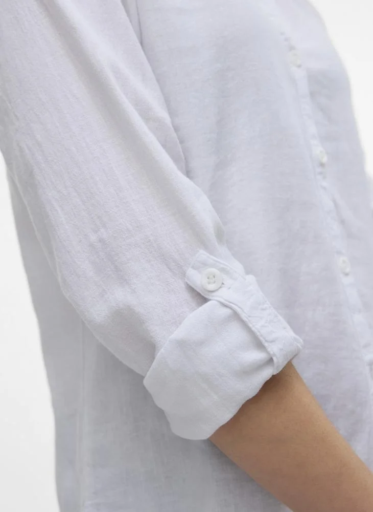 فيرو مودا بلوزة بأزرار وياقة على شكل حرف