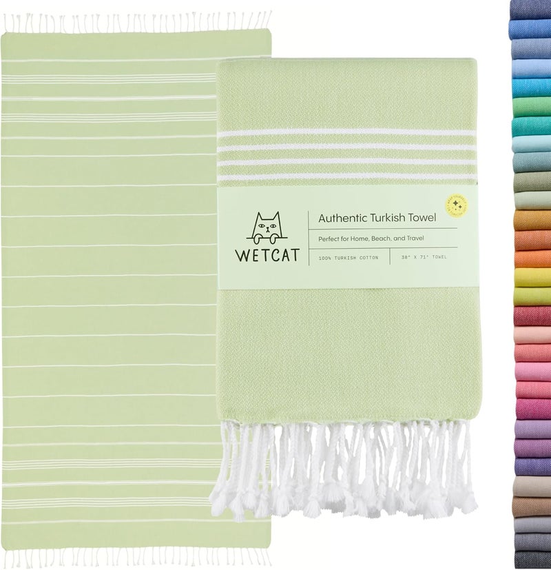 ويت كات منشفة شاطئ تركية WETCAT كبيرة الحجم (38"×71") 100% قطن تركي، مصنوعة في تركيا - خالية من الرمال، كبيرة جدًا، فائقة النعومة، سريعة الجفاف، مدمجة وخفيفة للسفر - أخضر زبد البحر - Image 1