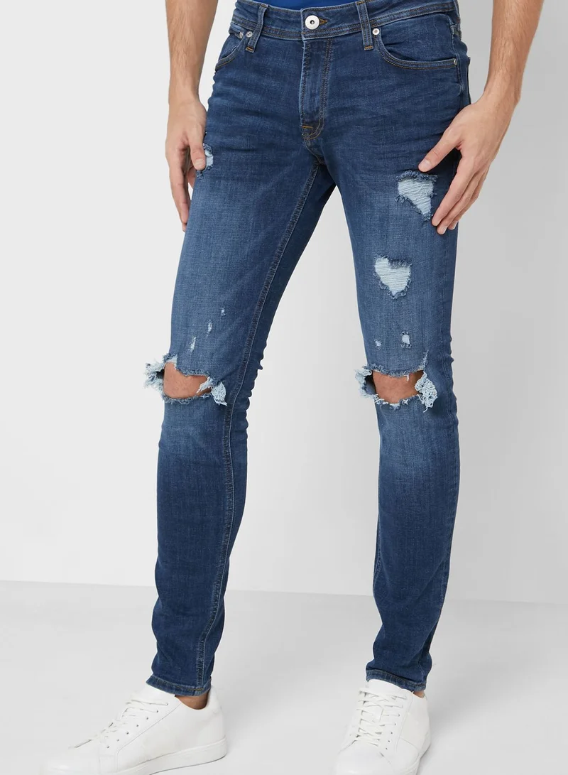 JACK & JONES Tom Distressed Skinny Fit Jeans