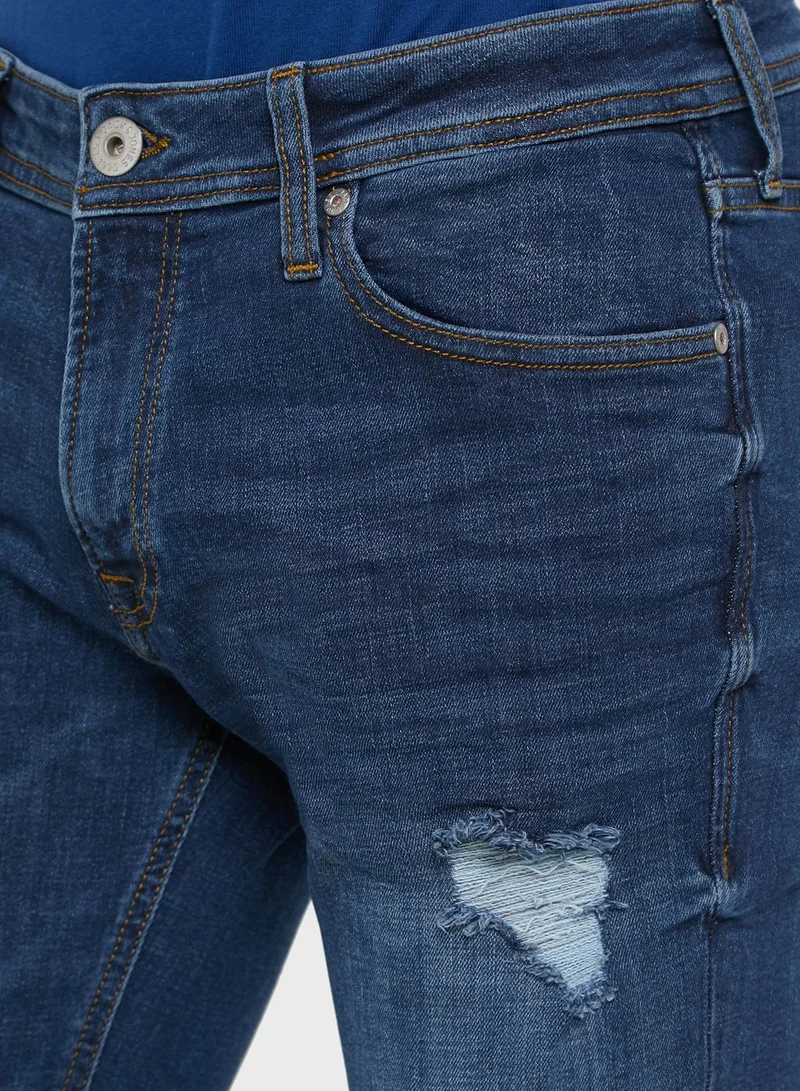 JACK & JONES Tom Distressed Skinny Fit Jeans