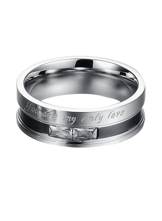 English Letter Titanium Steel Rhinestone Wedding Band