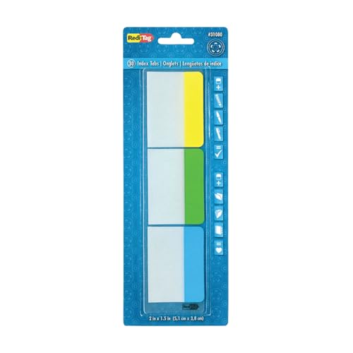 Redi-Tag Writeable, Removable Index Tabs, 2-Inch, 30-Pack, Lemon, Lime and Ocean Blue Colors (31080) - Image 1