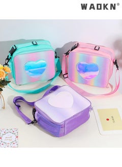 Children's Lunch Box, Rainbow Laser Tote Leakproof Insulated Lunch Bag Reusable Insulated Bento Bag Picnic Ice Bag Girls Simple Shoulder Bag for School and Outdoor Backpack (Purple) - pzsku/ZE0E0A9BCE9257605730FZ/45/_/1728570687/8d02d627-2d0f-45d0-abaf-fafd4734876f