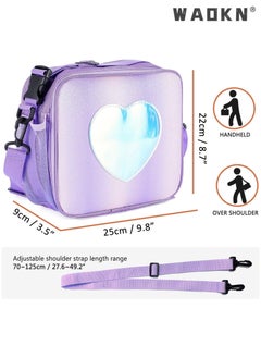 Children's Lunch Box, Rainbow Laser Tote Leakproof Insulated Lunch Bag Reusable Insulated Bento Bag Picnic Ice Bag Girls Simple Shoulder Bag for School and Outdoor Backpack (Purple) - pzsku/ZE0E0A9BCE9257605730FZ/45/_/1728570691/fa97ceae-4bc0-4afd-a93c-dabbaf7fc2a1