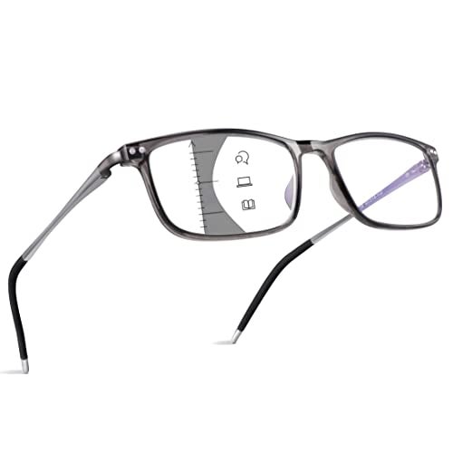 SKYOAK Superior Extremely Light Progressive Multifocus Reading Glasses Men, Skyoak Aluminum Arm TR90 Frame Blue Light Blocking Multifocal Computer Readers Spring Hinge No Line (for Mid-Near Range approx 3ft) - Image 1