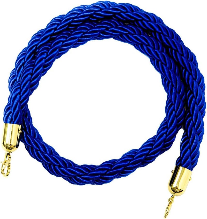 klarakoBarrier Rope Crowd Control Stanchion Queue Rope with Hooks, 5ft/7ft/10ft, 6 Colors Available klarakoBlue, 1.5m - Image 1