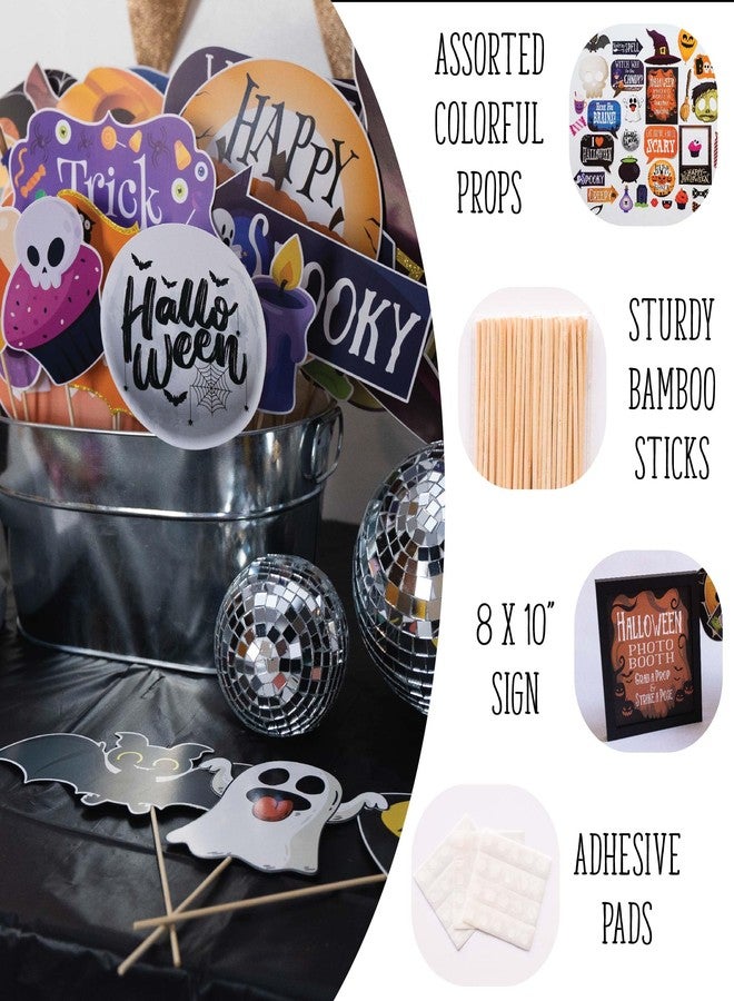 Outside The Booth Halloween Photo Booth Props - 41-pc Kit With 8 x 10-Inch Sign, 60 Adhesive Pads, and 45 Sticks - Photobooth Decorations and Selfie Props - Image 2