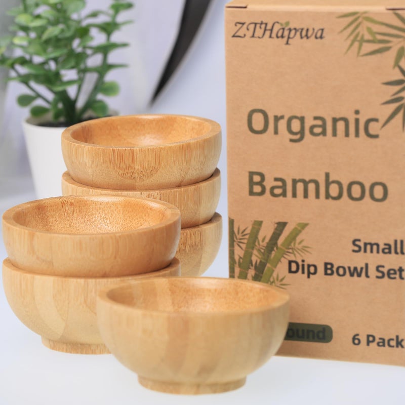 ZTHapwa Dipping Bowls Set, Small Bamboo Pinch Bowls for Soy Sauce/Condiment/Snacks, Mini Serving Bowls for Charcuterie Board for BBQ/Entertaining, 1.4 oz Bamboo Wooden Ramekins - Image 2