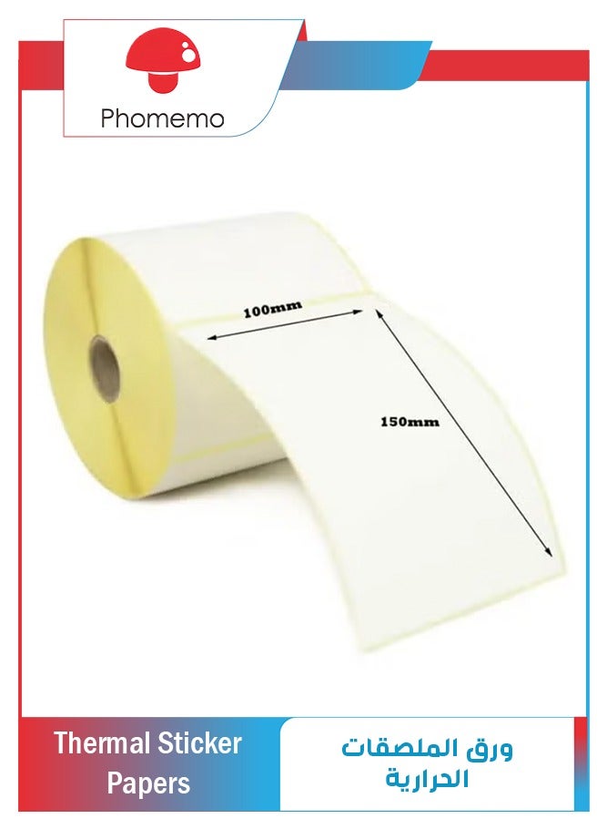 فوميمو ملصقات الباركود الحرارية المباشرة، 4 × 6 بوصة، 500 لكل لفة (100 مم 150 مم)، تستخدم لطباعة ملصقات الشحن - Image 1