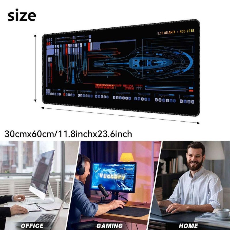 1pc Extra Large Non Slip Rubber Gaming Mouse Pad Desk Mat 275x118 Inch Colorful Spaceship Design Durable Desktop Mat for Home Office and PC Gaming Spacious Tech Desk Mat Desktop Accessory - Image 3