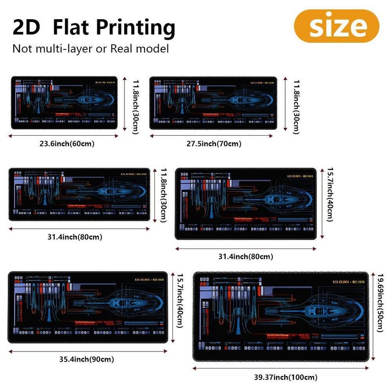 1pc Extra Large Non Slip Rubber Gaming Mouse Pad Desk Mat 275x118 Inch Colorful Spaceship Design Durable Desktop Mat for Home Office and PC Gaming Spacious Tech Desk Mat Desktop Accessory - Image 2