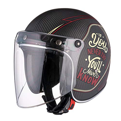 VCOROS Universal 3-Snap Flip Up Visor Shield Lens for Retro Open Face Motorcycle Helmet (Clear) - Image 4
