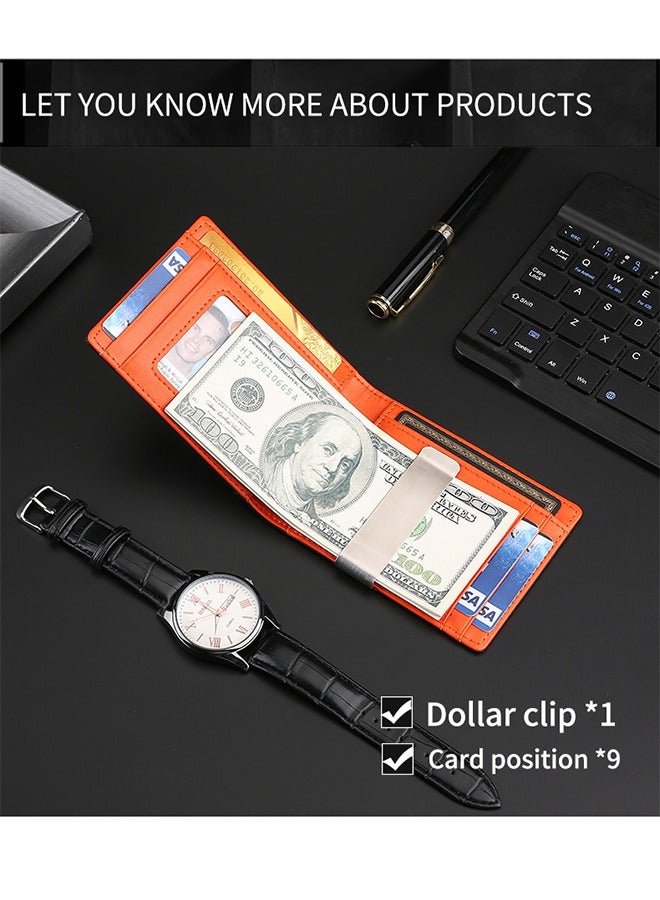 RUNBOX Men's Slim Wallet with RFID Blocking, Men's Wallet Money Clip, Minimalist Credit Card Holder, Front Pocket Bifold Wallet - Black, Money Clip - Image 5