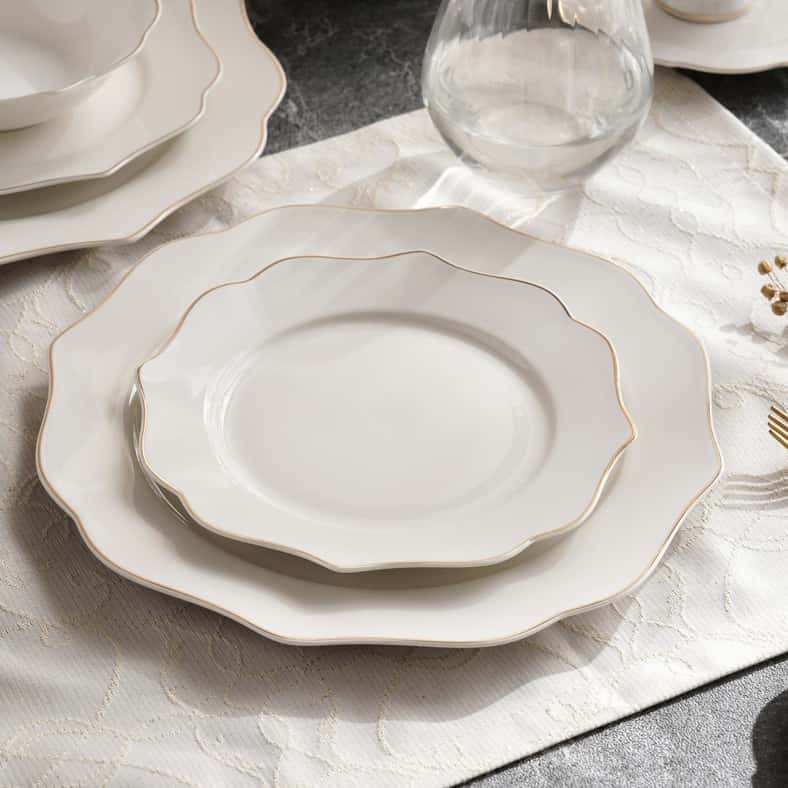 Pan Home طقم عشاء نكالا 32 قطعة من البورسلين الجديد - أبيض - Image 4