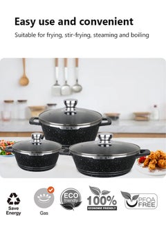 HK 16-piece kitchen cookware set, casserole set and frying pan, with non-stick cookware set, glass lid, PFOA-free  20-24-28-32cm Casserole + 28cm Frying pan + 6 Kichen item(Black）  - Image 3