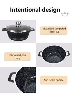 HK 16-piece kitchen cookware set, casserole set and frying pan, with non-stick cookware set, glass lid, PFOA-free  20-24-28-32cm Casserole + 28cm Frying pan + 6 Kichen item(Black）  - Image 5