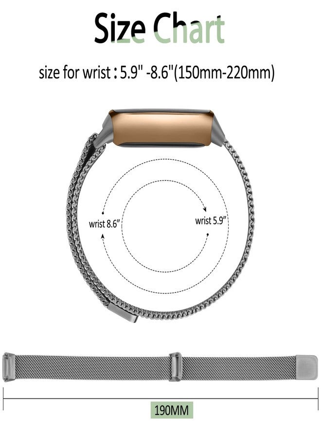 Vanjua Metal Band Compatible with Fitbit Luxe Bands, Stainless Steel Mesh Loop Adjustable Wristband Replacement Strap for Fitbit Luxe/Luxe Special Edition Fitness Tracker Women Men (Space Gray) - Image 3