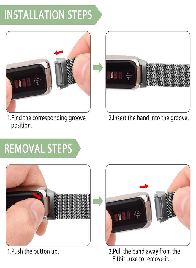 Vanjua Metal Band Compatible with Fitbit Luxe Bands, Stainless Steel Mesh Loop Adjustable Wristband Replacement Strap for Fitbit Luxe/Luxe Special Edition Fitness Tracker Women Men (Space Gray) - Image 5