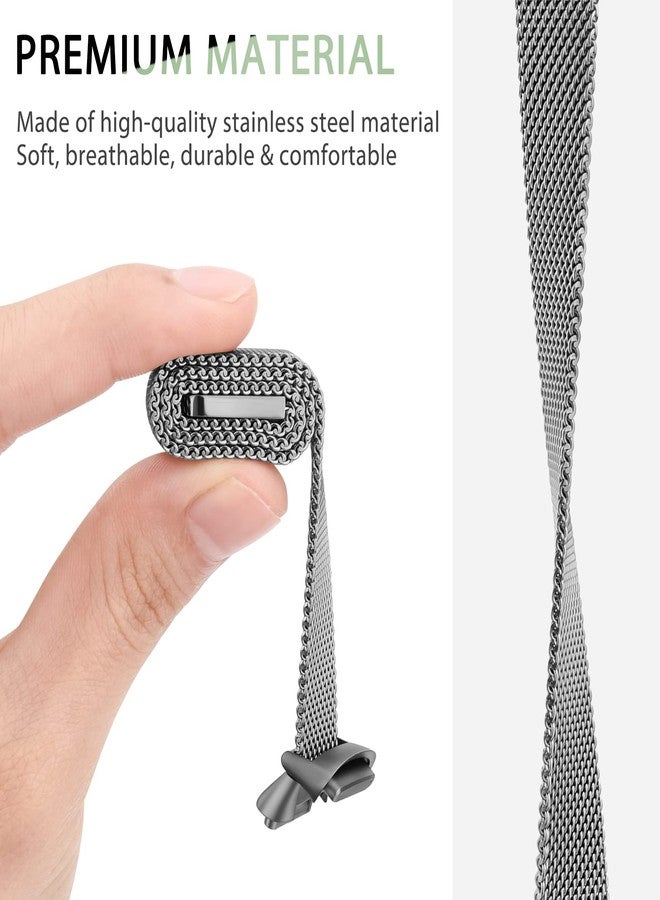 Vanjua Metal Band Compatible with Fitbit Luxe Bands, Stainless Steel Mesh Loop Adjustable Wristband Replacement Strap for Fitbit Luxe/Luxe Special Edition Fitness Tracker Women Men (Space Gray) - Image 4