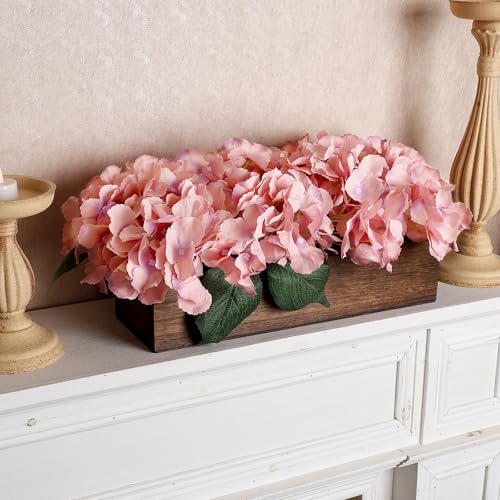 Scawim Spring Flower Table Centerpiece, Fake Hydrangea Arrangements Centerpieces Artificial Flowers Decor Wood Tray with Faux Flower Wedding Bouquets Room Kitchen Farmhouse Indoor Office Party(Pink) - Image 5