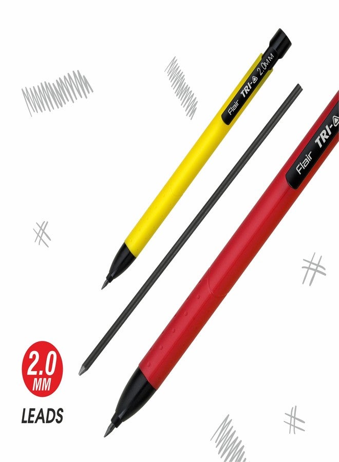 Flair Creative Series 2.0mm Tri-o Mechanical Pencil | Retractable Mechanism With Extra Dark 2B Leads | Non-Stop Automatic Writing | Inbuilt Sharpner Included | Pack of 12 - Image 4