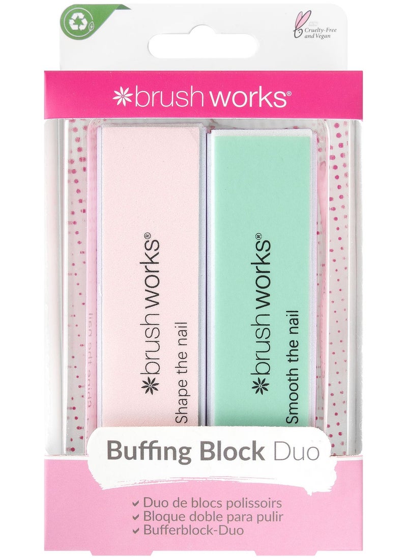 Brushworks Pastel Nail Buffing Blocks 2 Pack  - Image 1