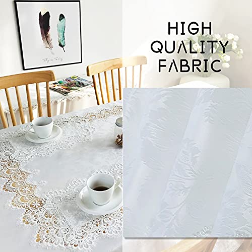 BrekSdat Rectangle Table Runner White Embroidered Lace 16 x 35 Inches Wedding Dining Table Dresser Scarf with Carnation Lace Fabric Washable for Kitchen Coffee End - Image 4
