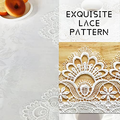 BrekSdat Rectangle Table Runner White Embroidered Lace 16 x 35 Inches Wedding Dining Table Dresser Scarf with Carnation Lace Fabric Washable for Kitchen Coffee End - Image 3