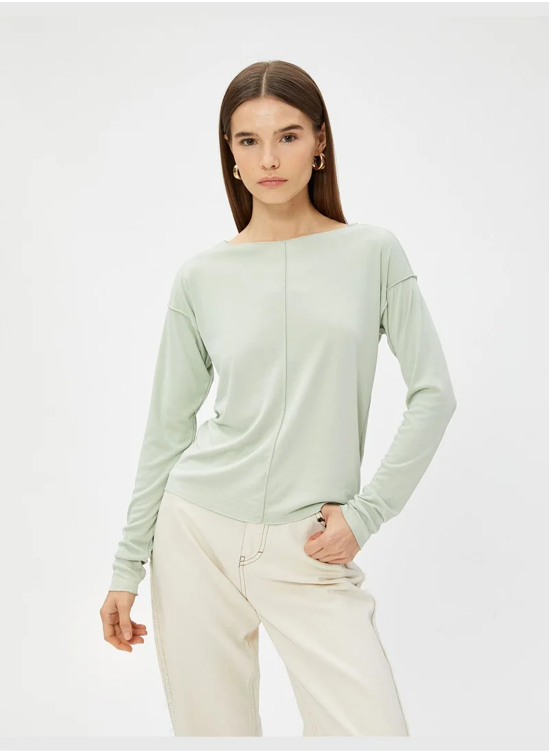 كوتون Modal Blended Stitch Detail T-Shirt
