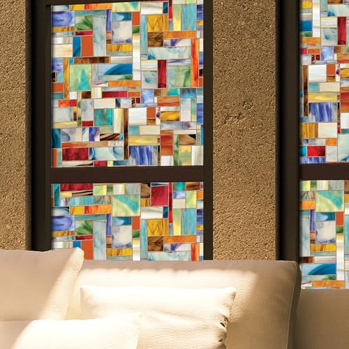 Artscape Montage | Privacy Window Film with Vibrant Colored Pattern | Non-Adhesive & UV Protection | Easy to Apply & Removable | 24 x 36 Inches | Made in USA - Image 1